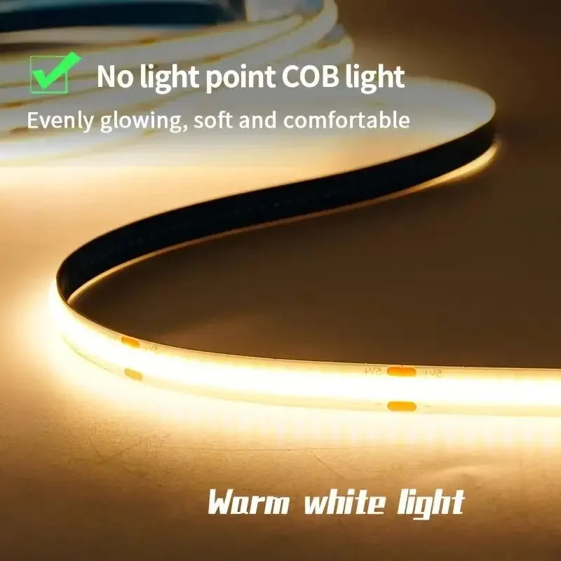 USB COB LED Strip Light 5V Dimmable Touch Control