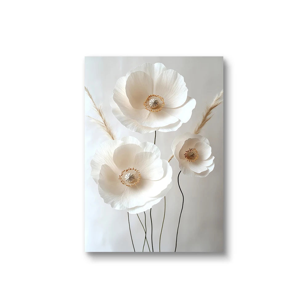 Beige Peony Floral Wall Art