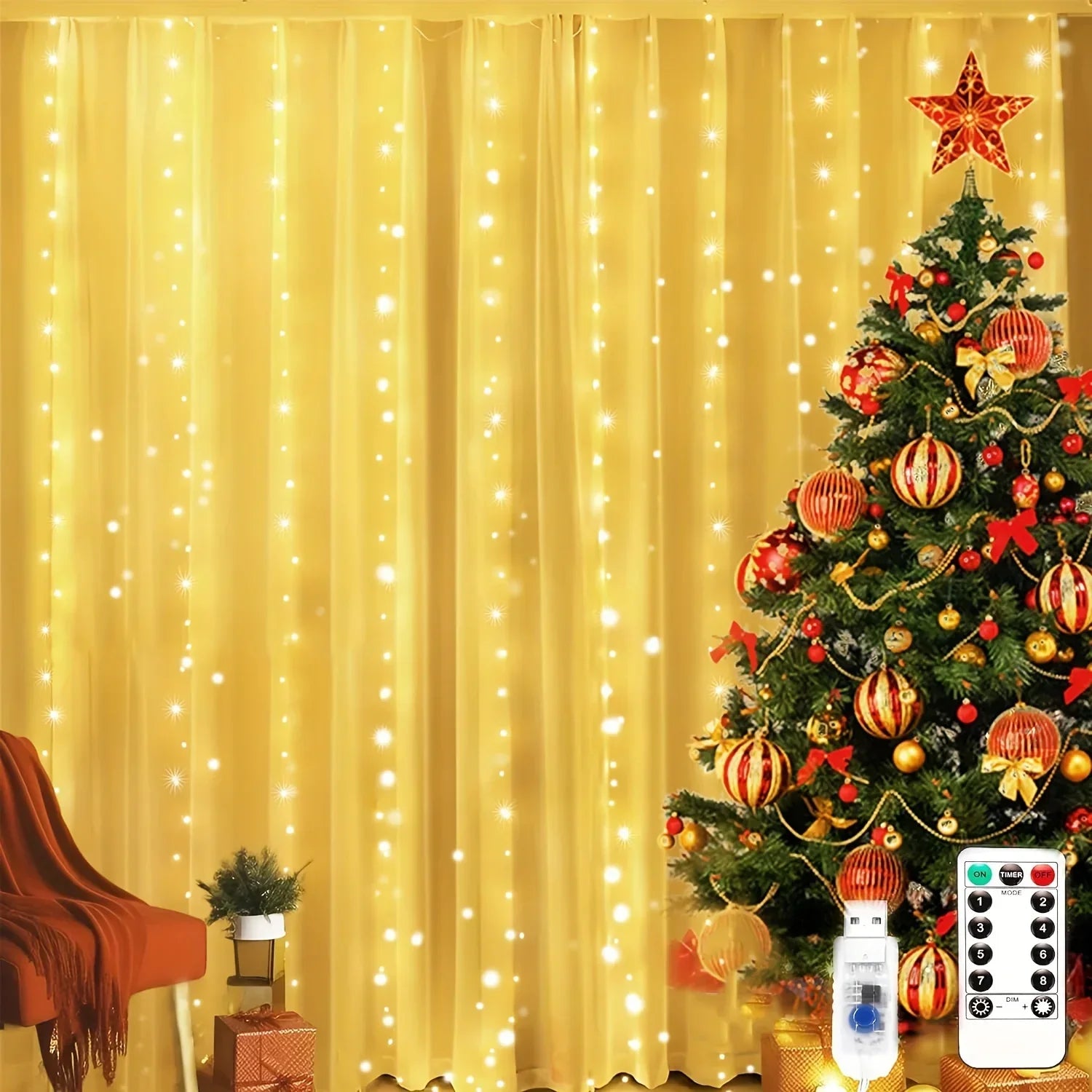 USB LED Fairy Curtain String Lights with Remote Control