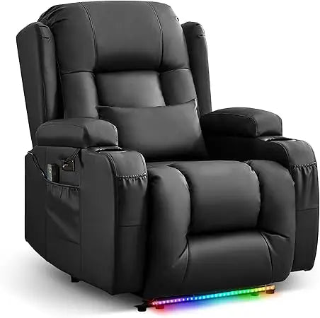 Power Recliner Chair with Massage & Heat Faux Leather