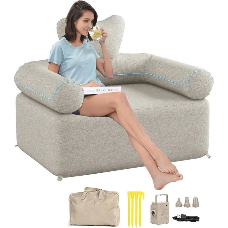 Self-Inflating Air Sofa with Built-in Pump for Camping & Home