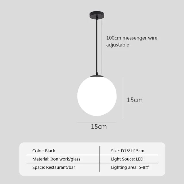 Modern Glass LED Pendant Light Hanging Chandelier
