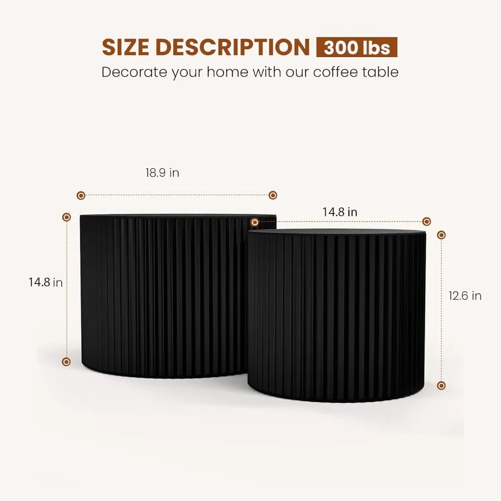 Modern Circle Nesting Coffee Table Set Drum Style