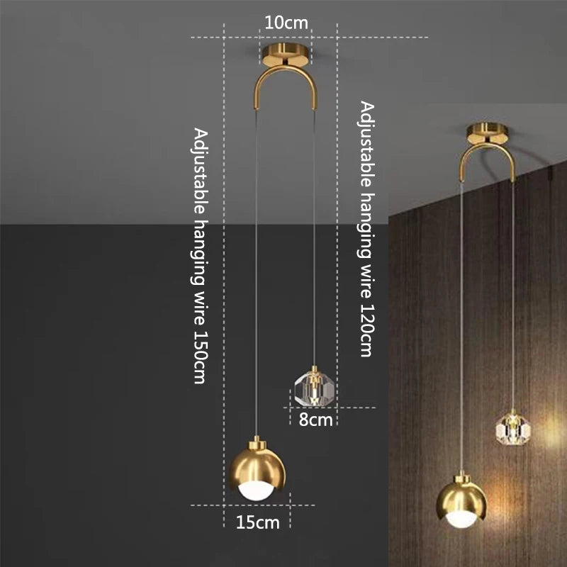 Modern Glass LED Pendant Light Hanging Chandelier