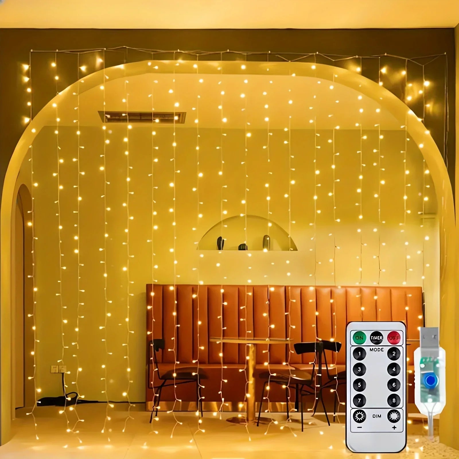 USB LED Fairy Curtain String Lights with Remote Control