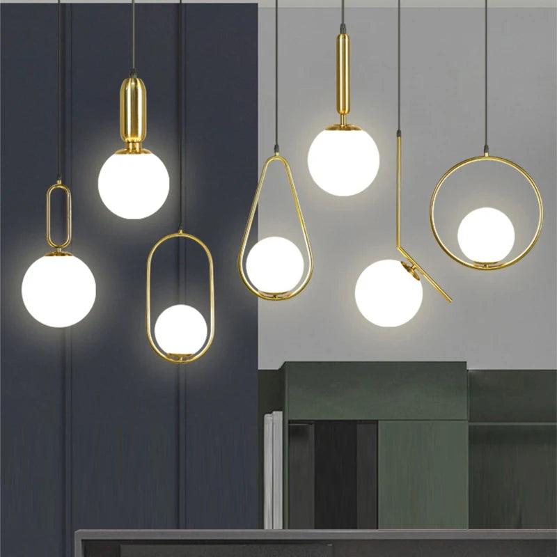Modern Glass LED Pendant Light Hanging Chandelier