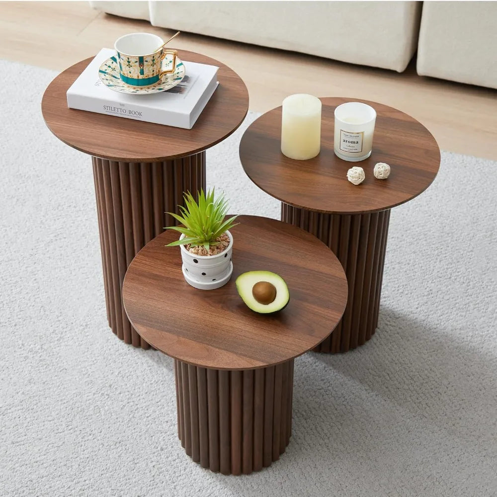 Mid-Century Tri-Level Nesting Coffee Table Set