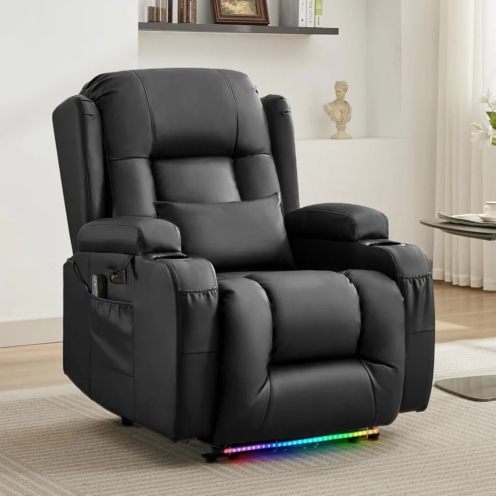 Power Recliner Chair with Massage & Heat Faux Leather