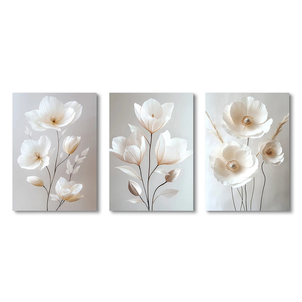 Beige Peony Floral Wall Art