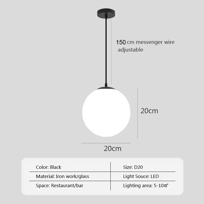 Modern Glass LED Pendant Light Hanging Chandelier