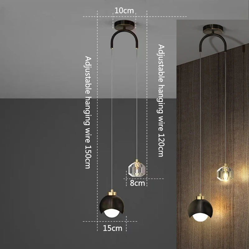 Modern Glass LED Pendant Light Hanging Chandelier