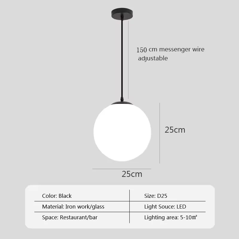 Modern Glass LED Pendant Light Hanging Chandelier