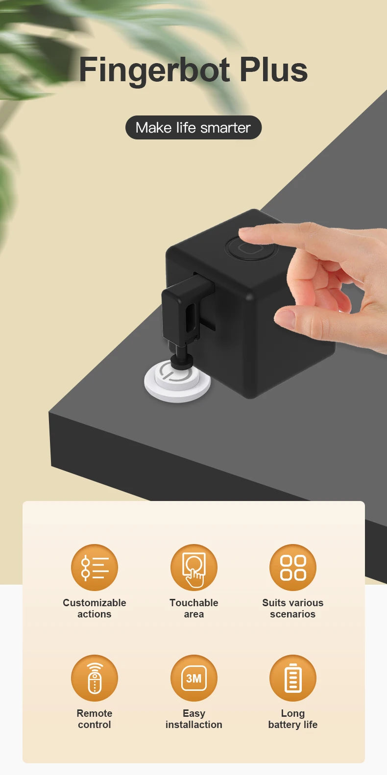 Tuya Zigbee Smart Fingerbot Switch Button Pusher