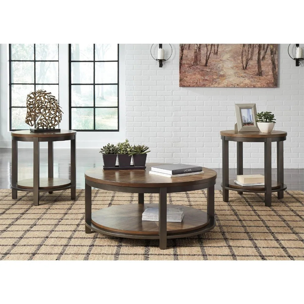 Ashley Roybeck Rustic 3-Piece Coffee Table Set