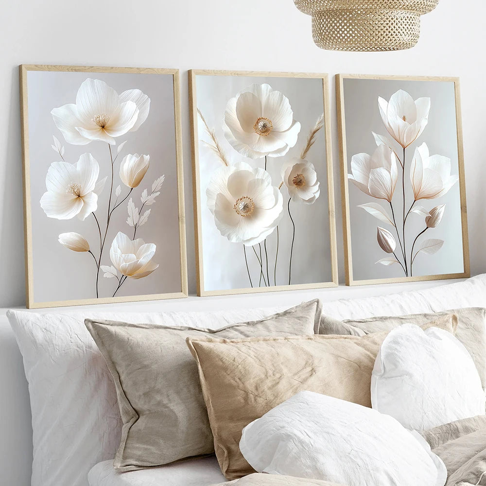 Beige Peony Floral Wall Art