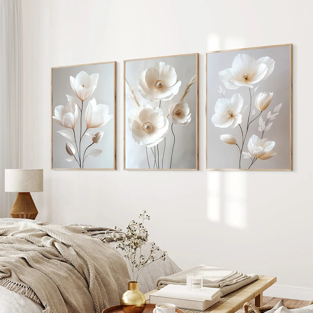 Beige Peony Floral Wall Art