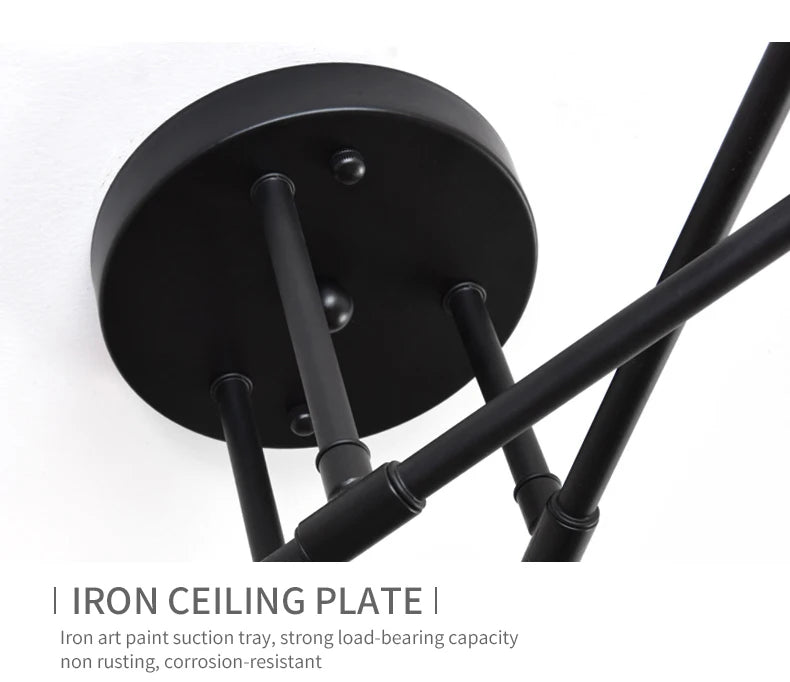 Retro Industrial 6-Head Wrought Iron LED Ceiling Lamp