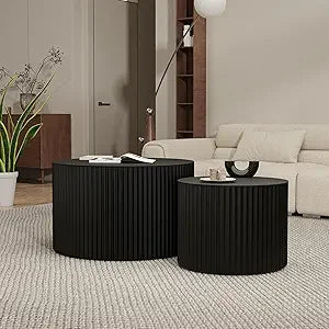 Modern Circle Nesting Coffee Table Set Drum Style
