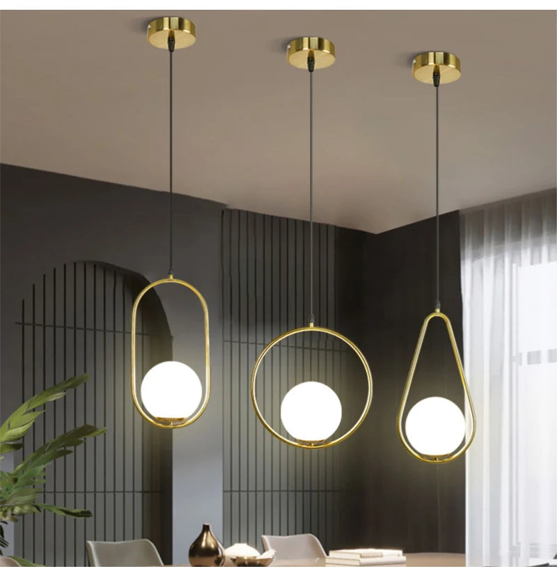 Modern Glass LED Pendant Light Hanging Chandelier